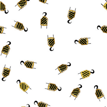 pattern safety crane hook cartoon. load hoist, rigging steel, manufacturing engineering safety crane hook sign vector