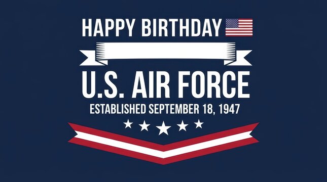 Happy birthday us air force graphic design with american flag and stars on a dark blue background