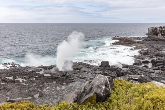 Coast, Sea spray, Galapagos, Ecuador