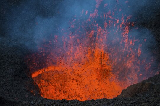 Active lava eruption on the Tolbachik volcano, Kamchatka, Russia