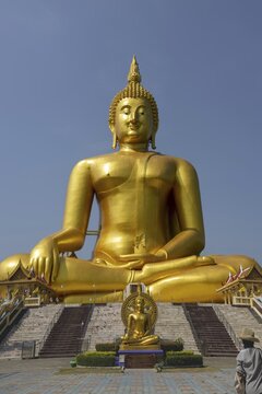 Largest Buddha statue in Thailand (Luang Pho Yai: the statue shows Buddha in the so-called Maravijaya posture - the moment when Buddha resists temptation and attains enlightenment), Wat Muang, Ang Thong, Amphoe Wiset Chai Chan province, Thailand
