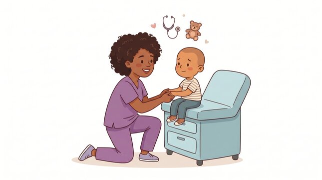 Healthcare provider examining toddler during pediatric checkup visit