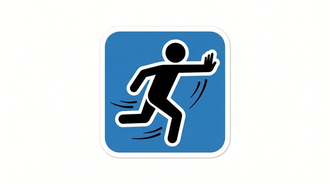 Person slipping on wet surface warning sign icon