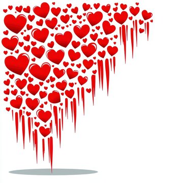 Dripping Red Hearts Valentine's Day Love Illustration with Copy Space