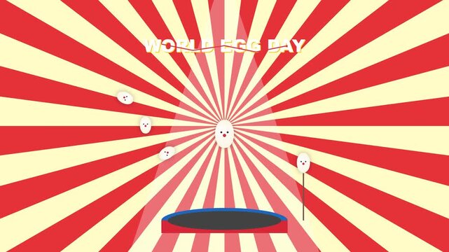 World Egg Day Animation with Jumping Eggs on Trampoline