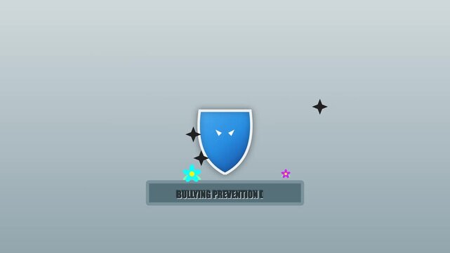 Bullying Prevention Awareness Graphic with Shield and Floral Accents