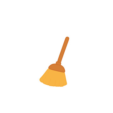 orange broom isolated on white