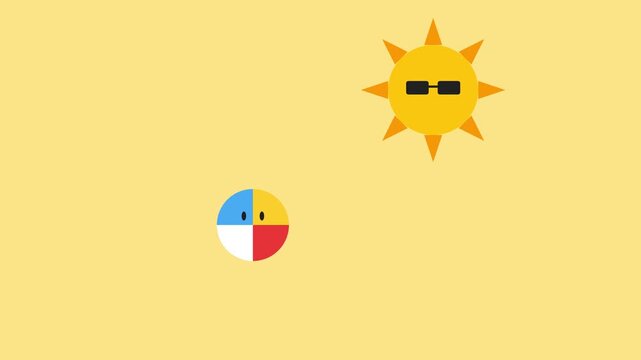 Beach Day Animation with a Bouncing Ball and Bright Sunny Sky