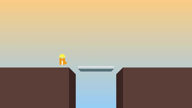 Engineer Character Building a Bridge Vector Animation