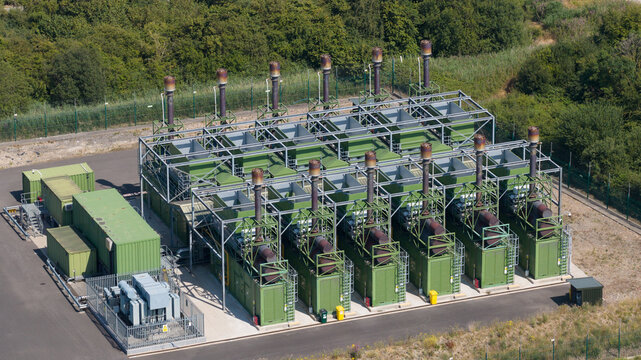 Aerial view of green industrial power generation plant