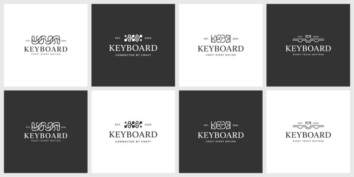 Collection of decorative keyboard brand logo templates with keyboard