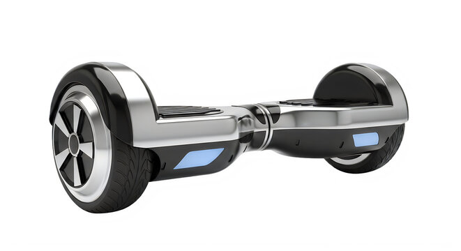 Black hoverboard on a white surface isolated on transparent background