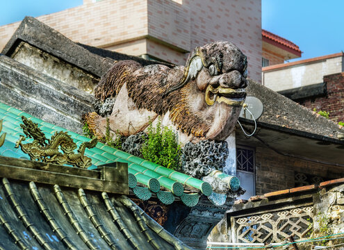 Foshan city, Guangdong, China. Jiancun Village in Xiqiao Town, Nanhai District, a renowned historical and cultural 800 year Lingnan Water village, nestled at the northern foot of Xiqiao Mountain.