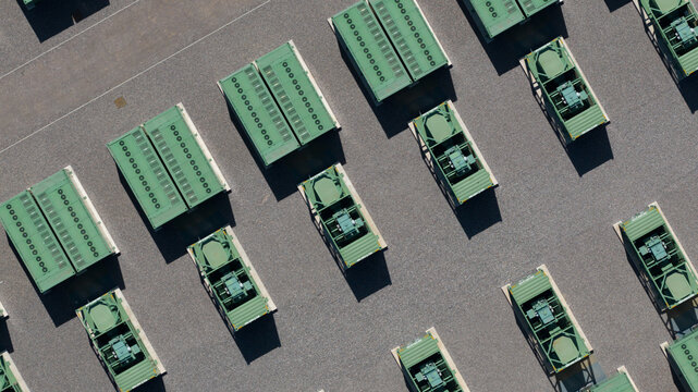 Aerial view of battery energy storage system infrastructure