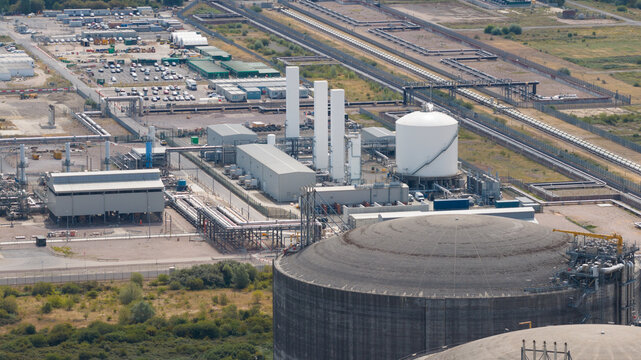 Aerial view of Grain LNG Terminal and gas storage infrastructure