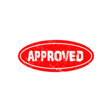 Red approved rubber stamp with a grunge texture effect for official business documents and quality control