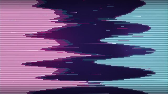 Abstract digital glitch art featuring colorful distorted wave patterns design
