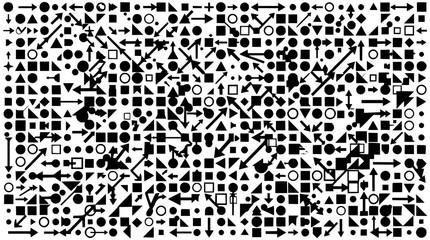 Fototapeta premium Minimalist vector illustration of a dense grid of abstract set with simple line art design featuring simple design, minimalist, black and white with illustrations and graphics