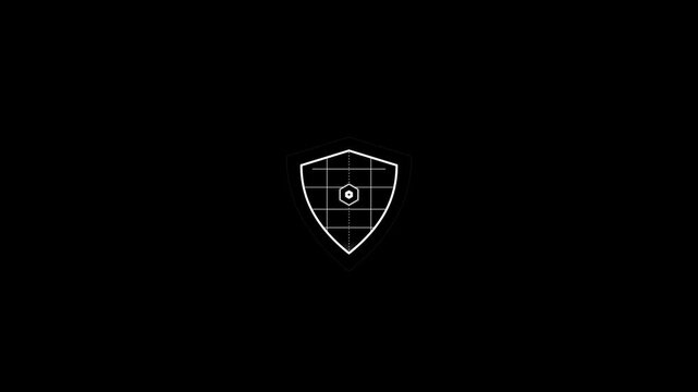 Animated Shield Icon Formation Sequence on Black Background Motion Graphics Loop