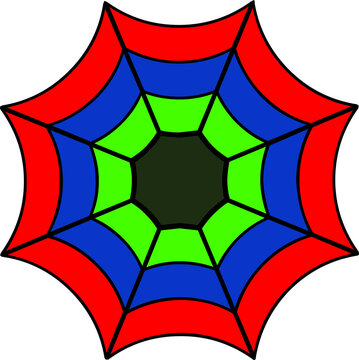 Colorful Cartoon Spider Web Vector Illustration Halloween Spiderweb Icon