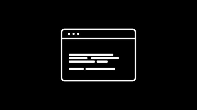 Animation of web browser window loading content on a black digital background