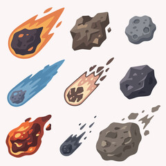 Meteor and Asteroid Illustration Set © wapa