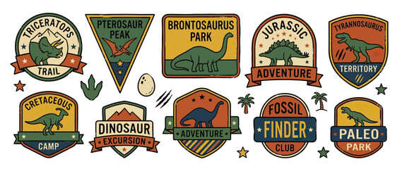 Vintage Dinosaur Badges and Stickers Collection © mutiara
