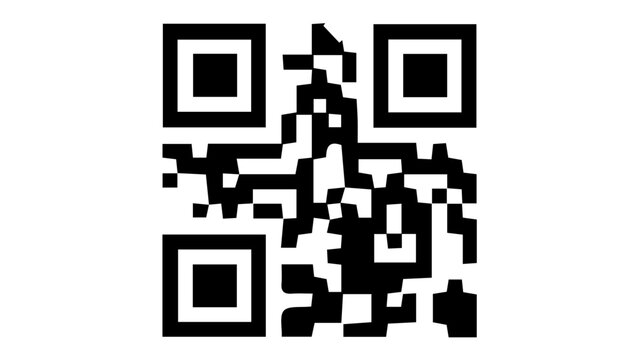 Minimalist QR code vector icon. Digital scan barcode for mobile payment and marketing. Black and white square matrix data symbol.