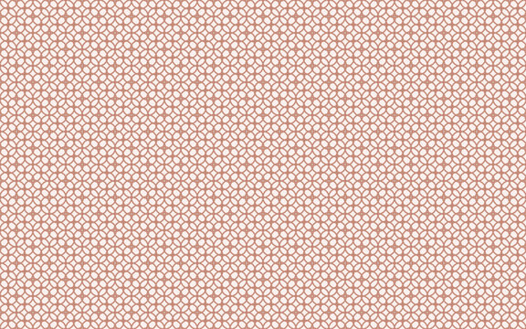 Seamless geometric pattern with interlocking circles in soft rose gold color for elegant decorative textile design