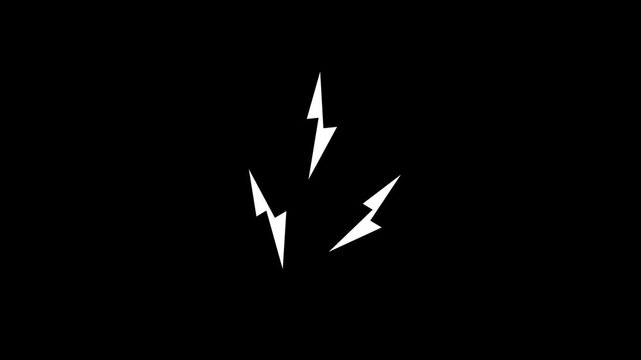 White lightning bolt animation flashes on black background