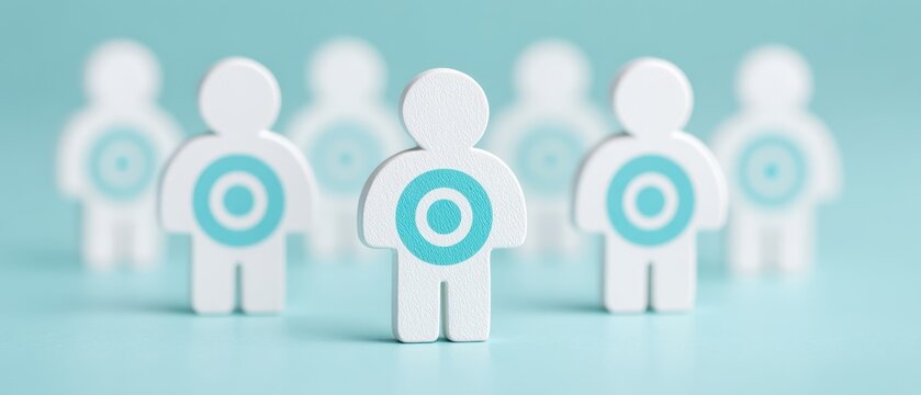 Diverse group of target audience figures representing market segmentation and consumer behavior analysis in business strategy