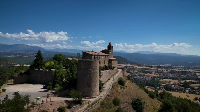 4K drone footage of Castellvell Castle of Solsona, Catalonia, Spain. High quality 4k footage