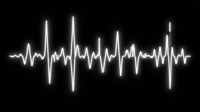 Abstract sound wave animation on black background with evolving amplitude and frequency during a scientific data visualization concept