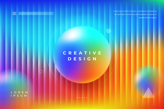 Abstract Colorful Gradient Background with 3D Sphere and Modern Geometric Elements for Website Landing Page