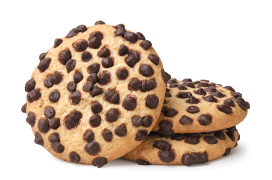 Chocolate chip cookies on a white background. Isolated