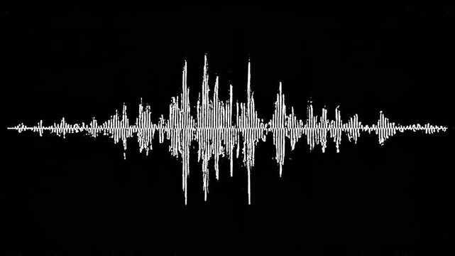 Abstract audio waveform animation in dark background with subtle motion for broadcast and digital media use