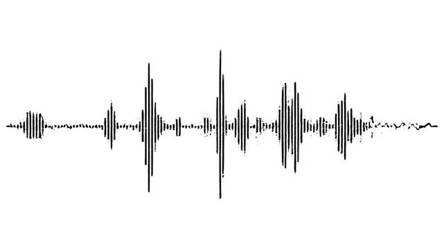 Abstract waveform patterns representing audio signals in clean studio lighting for digital sound design and broadcasting concepts