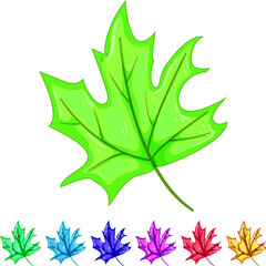 Obraz premium red maple leaf cartoon. canadian autumn, flag symbol, yellow tree red maple leaf sign colorful illustration