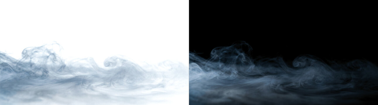 Png of dense white smoke or fog rolling along the ground, realistic atmospheric effect for compositing isolated on transparent background