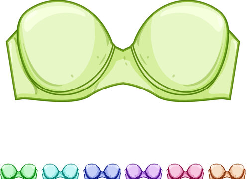 bandeau strapless bra cartoon. convertible up, adhesive backless, padded wireless bandeau strapless bra sign colorful illustration