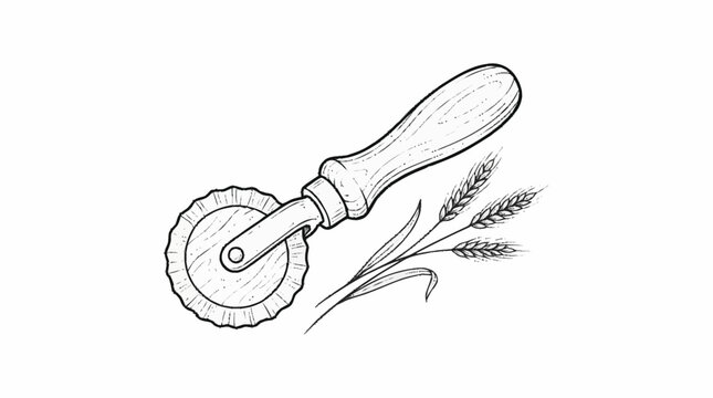 Vintage Handheld Grain Threshing Tool Illustration.
