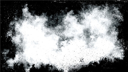 Obraz premium Abstract Watercolor White powder explosion with fine particles on black background.