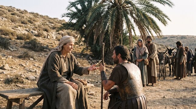 Prophetess Deborah Judging Israel Under the Palm Tree with Barak