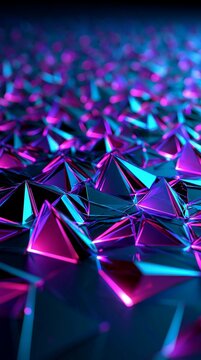 Futuristic Neon Crystal Shapes with Blue and Magenta Glow