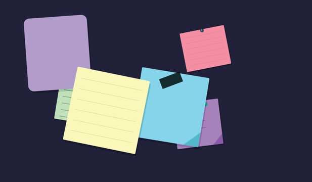 Colorful sticky notes and paper scraps floating