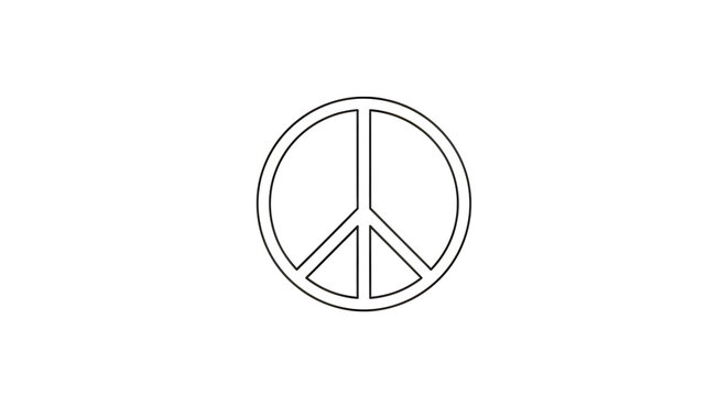 Minimalist black and white peace sign icon design for celebrating international peace day events and global unity
