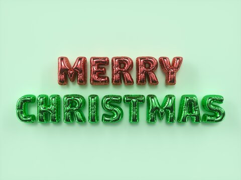 Merry Christmas message in festive foil letter balloons