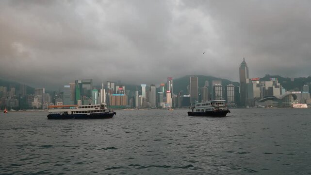 Hong Kong Island skyline and IFC tower viewed across Victoria Harbour from the Kowloon waterfront, Hong Kong - 10 September 2026.