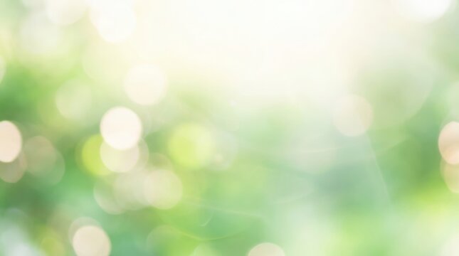 Soft green bokeh background with gentle sunlight and natural light diffusion