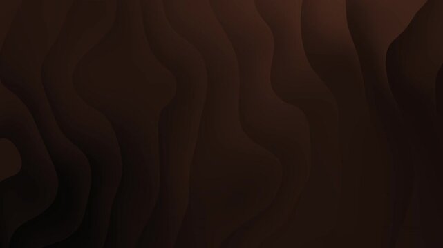Abstract black brown gradient background wavy layers design with smooth shadows, monochromatic. Suitable for backgrounds, prints, packaging, branding, and web design.